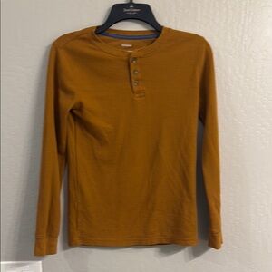 Men's Mustard Long Sleeve Henley Shirt